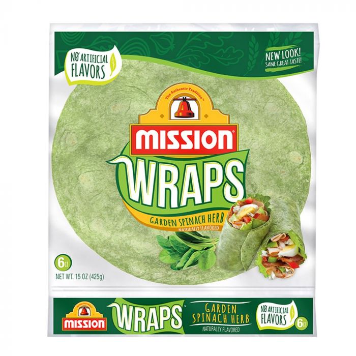 Mission Spinach Tortilla Wraps 30cm (4 x 18 pack) Henderson's